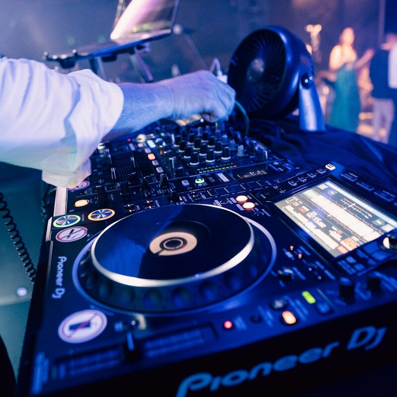 a person working on a dj turntable